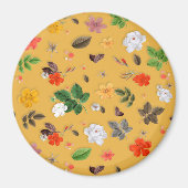 Aimant Fleurs jaunes et roses blanches 20 (Devant)