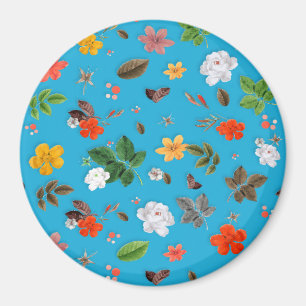 Aimant Fleurs jaunes et roses blanches 24