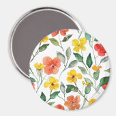 Aimant Fleurs jaunes orange (Recto/Verso)