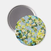 Aimant Fleurs jaunes vintage motif floral (Recto/Verso)