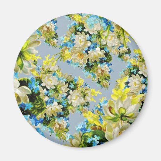 Aimant Fleurs jaunes vintage motif floral (Devant)