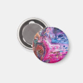 Aimant fleurs magiques Abstraites rose or orange bleu (Recto/Verso)