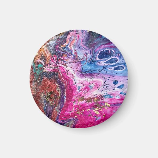 Aimant fleurs magiques Abstraites rose or orange bleu (Devant)