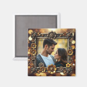 Aimant Fleurs métalliques Steampunk Photo personnalisée (Recto/Verso)