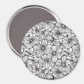 Aimant Fleurs Noir Blanc (Recto/Verso)