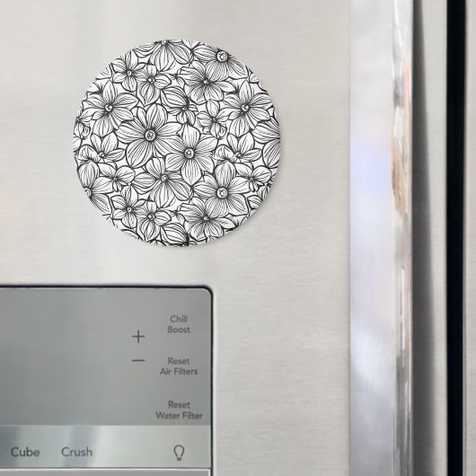 Aimant Fleurs Noir Blanc (In situ (réfrigérateur))