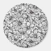 Aimant Fleurs Noir Blanc (Devant)