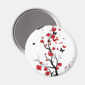 Aimant Fleurs noires et rouges (Recto/Verso)