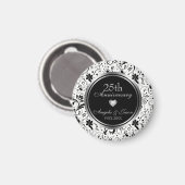 Aimant Fleurs noires florales - Anniversaire de l'argent (Recto/Verso)