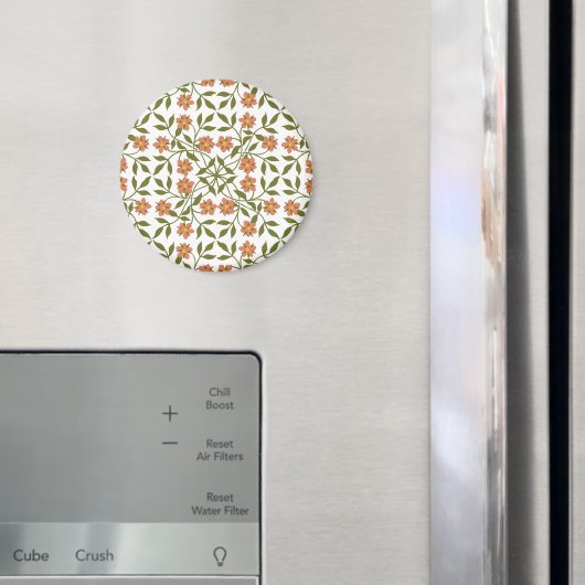 Aimant Fleurs orange, motif floral, verdure, Boho (In situ (réfrigérateur))