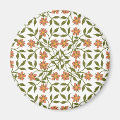 Aimant Fleurs orange, motif floral, verdure, Boho (Devant)