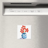Aimant Fleurs orangées Whimsical dans Vase Bleu (In Situ (Lave-vaisselle))