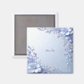 Aimant Fleurs Ornées Bleues avec Perles (Recto/Verso)