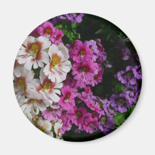 Aimant Fleurs papillon rose blanc et violet