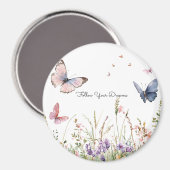 Aimant Fleurs Papillons Rouge Rose Violet (Recto/Verso)