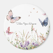 Aimant Fleurs Papillons Rouge Rose Violet (Devant)
