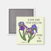 Aimant Fleurs peintes (Iris) avec vers romains 12:12 (Recto/Verso)