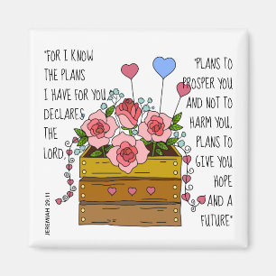 Aimant Fleurs peintes, vers de Jeremiah 29:11