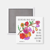 Aimant Fleurs peintes, w verset Proverbes 3:6 (Recto/Verso)