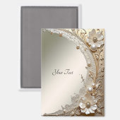Aimant Fleurs Perles Blanches Modernes (Recto/Verso)