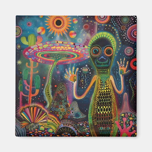 Aimant Fleurs psychédéliques Whimsicales (Devant)