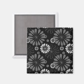 Aimant Fleurs rétro noir et blanc (Recto/Verso)