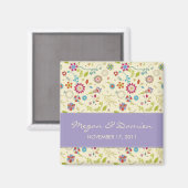 Aimant Fleurs rétro ・ Violet ・ Enregistrer l'aimant de da (Recto/Verso)