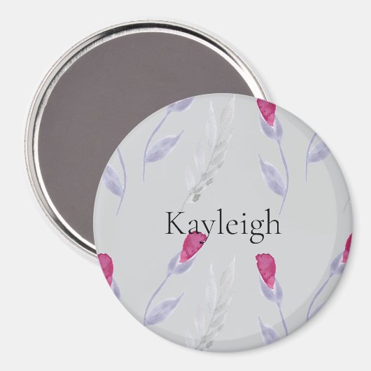 Aimant Fleurs rose gris (Recto/Verso)