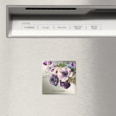 Aimant Fleurs Rose Violet Élégantes Dorées (In Situ (Lave-vaisselle))