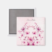 Aimant Fleurs Roses Aquarelle (Recto/Verso)