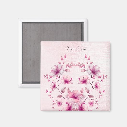 Aimant Fleurs Roses Aquarelle (Recto/Verso)