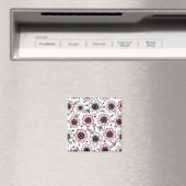 Aimant Fleurs roses et dessin feuille (In Situ (Lave-vaisselle))