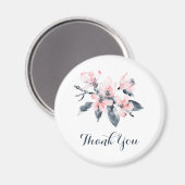 Aimant Fleurs roses et gris Merci d'aquarelle classique (Recto/Verso)