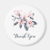 Aimant Fleurs roses et gris Merci d'aquarelle classique (Devant)