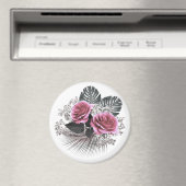 Aimant Fleurs roses Feuilles tropicaux (In Situ (Lave-vaisselle))