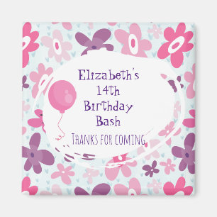 Aimant Fleurs roses mignonnes Merci Whimsical Anniversair