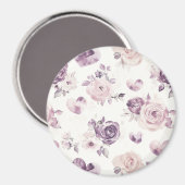 Aimant Fleurs roses violettes & Cœurs   (Recto/Verso)