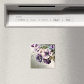 Aimant Fleurs Roses Violettes Élégance Dorée (In Situ (Lave-vaisselle))