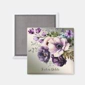 Aimant Fleurs roses violettes Élégant doré (Recto/Verso)