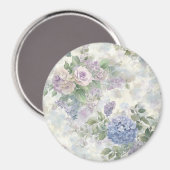 Aimant Fleurs roses violettes romantiques (Recto/Verso)