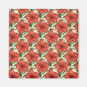 Aimant Fleurs rouges motifs à fleurs tropicales