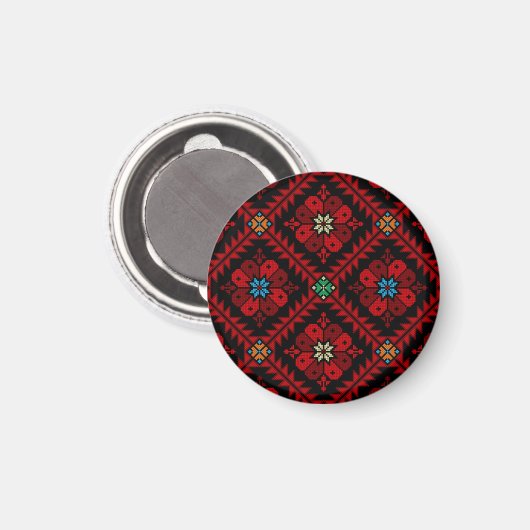Aimant Fleurs rouges Palestine Broderie tatreez Motif (Recto/Verso)
