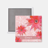 Aimant Fleurs rouges Whimsical Feuilles Tourbillonnant Aj (Recto/Verso)