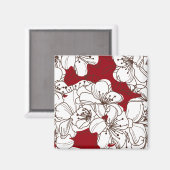 Aimant Fleurs sauvages blanches dessinées à la main sur r (Recto/Verso)