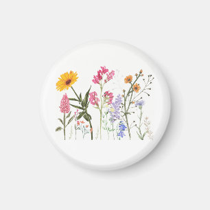 Aimant Fleurs sauvages, Botanique Vintage, Pastel Floral