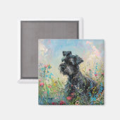 Aimant Fleurs sauvages colorés Schnauzer (Recto/Verso)