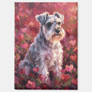 Aimant Fleurs sauvages en forme de cœur de Schnauzer