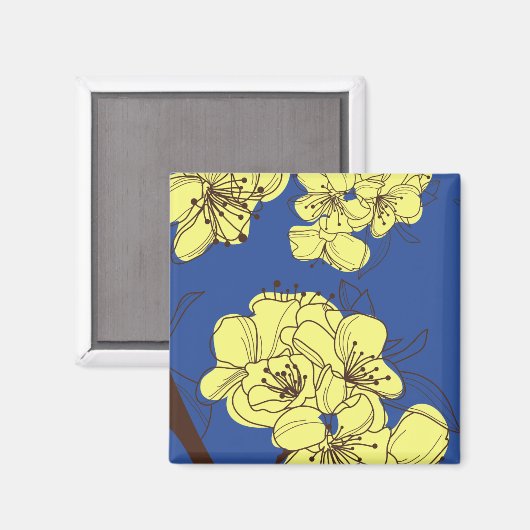 Aimant Fleurs sauvages jaunes dessinées à la main sur ble (Recto/Verso)