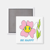 AIMANT FLEURS "SOYEZ HEUREUX" (Recto/Verso)