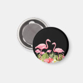 Aimant Fleurs tropicales et design de flamants roses (Recto/Verso)